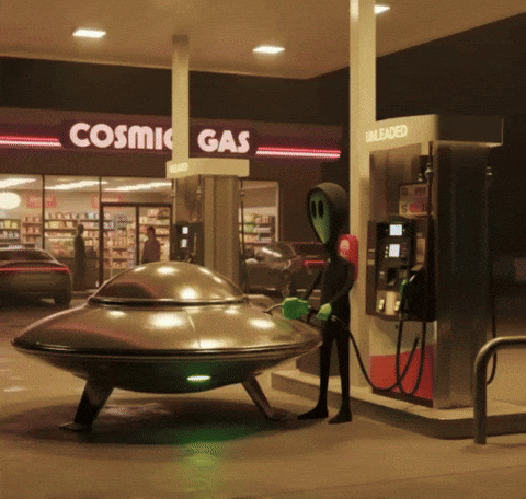 Ford Maverick Never keep pumping gas after the nozzle clicks!!⛽ FuelUpGasStationGIFbyLonelyAliens