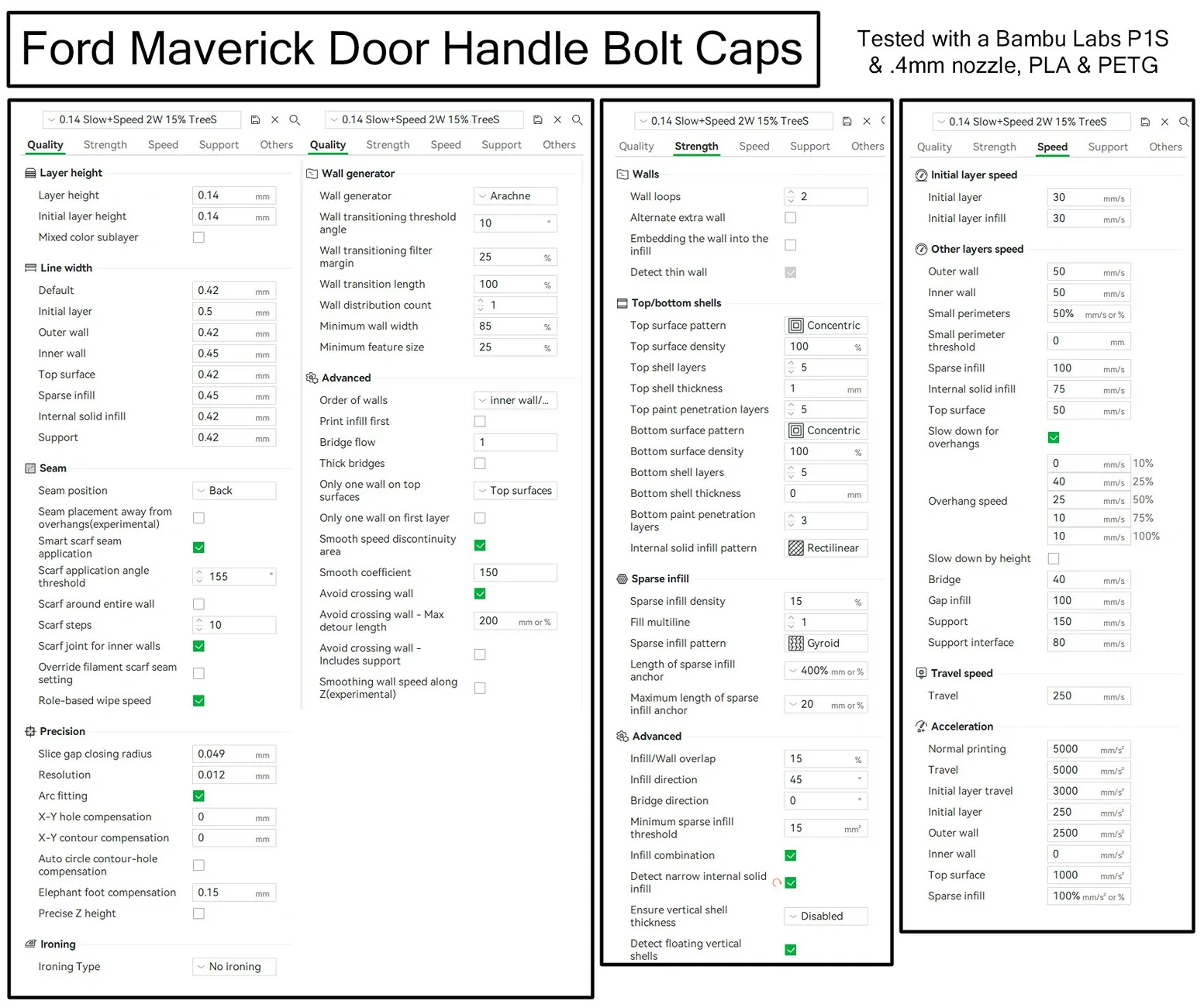 Ford Maverick 3D printed caps for interior door handle bolts Maverick_Door_Cap_Print_Settings