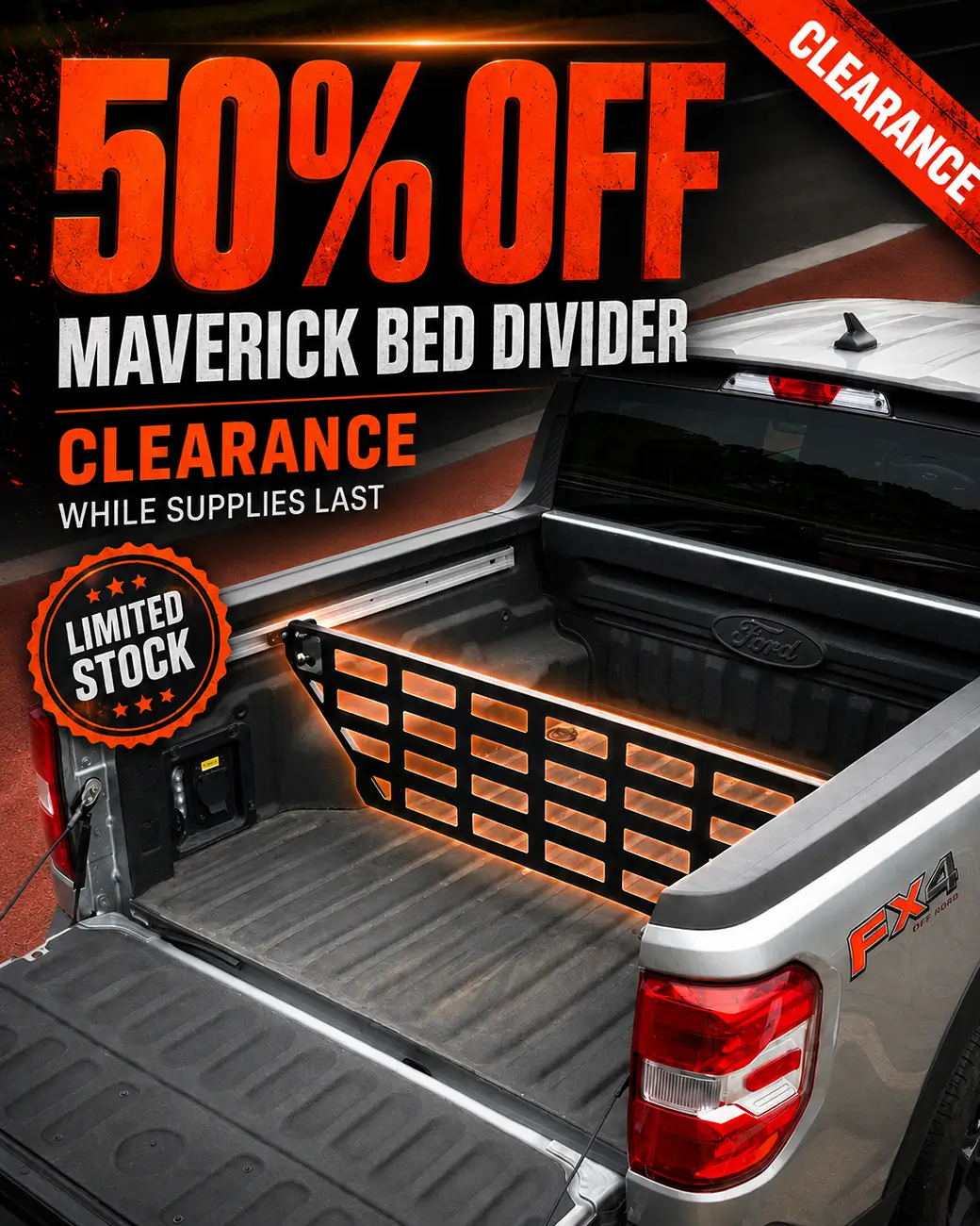 Ford Maverick 🚨 50% OFF – Maverick Bed Divider Clearance ChatGPT Image 2026年8月8日 02_07_20