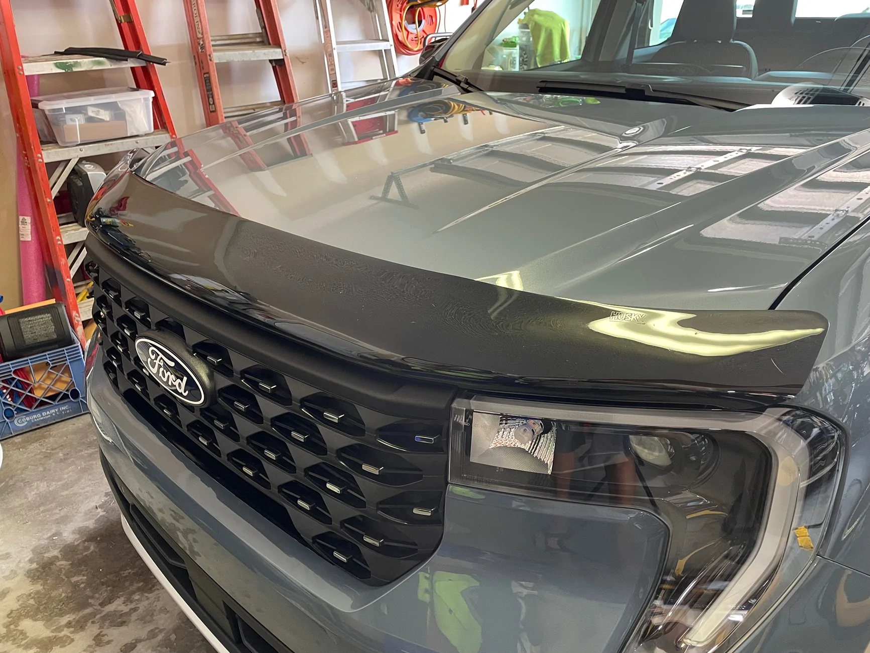 Ford Maverick Husky Liners Smoke Hood Shield installed IMG_8365