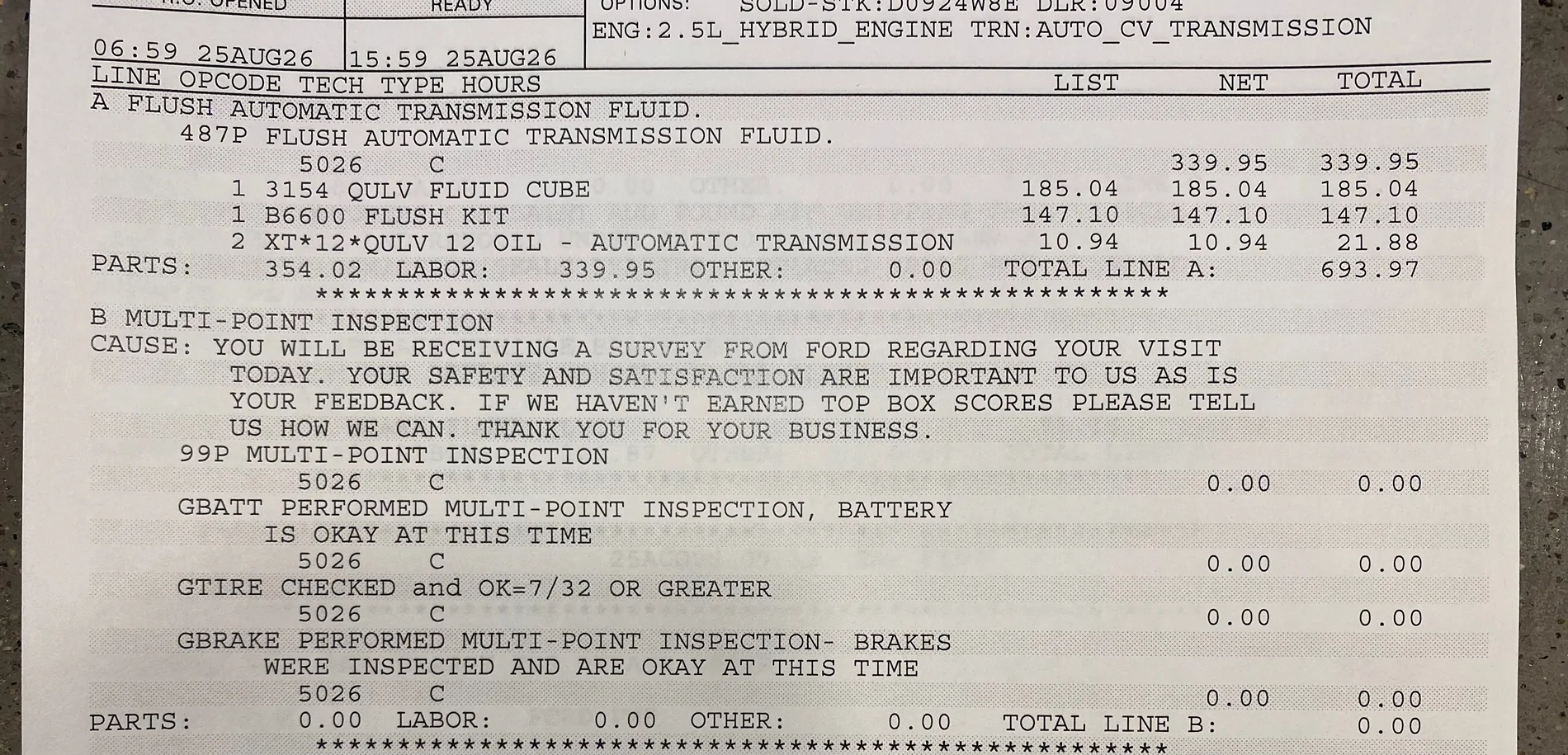 Ford Maverick Hybrid transmission fluid change vs flush. Please help IMG_4534