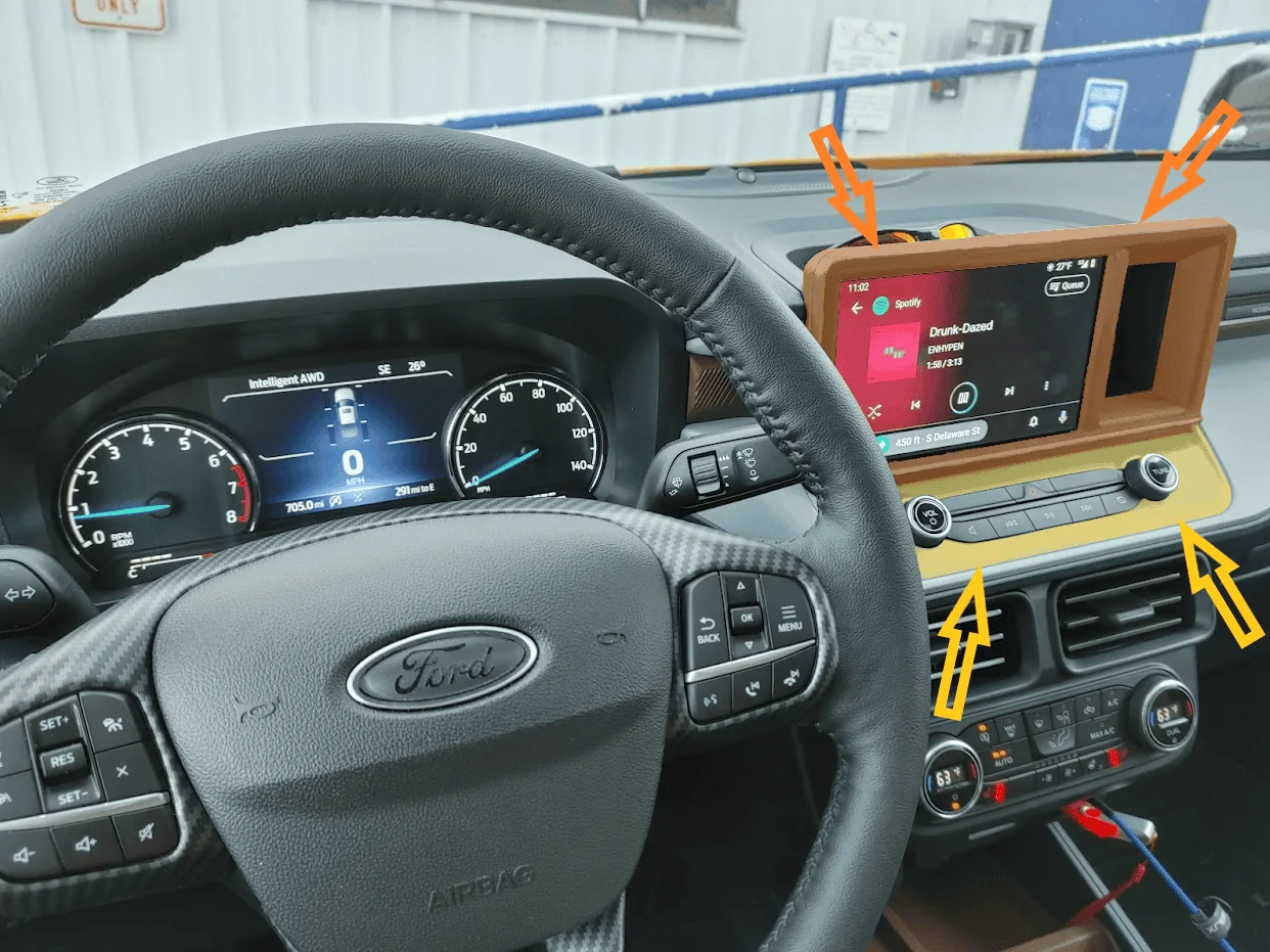 Ford Maverick Carbon steering wheel trim installed CarbonWrapStereo