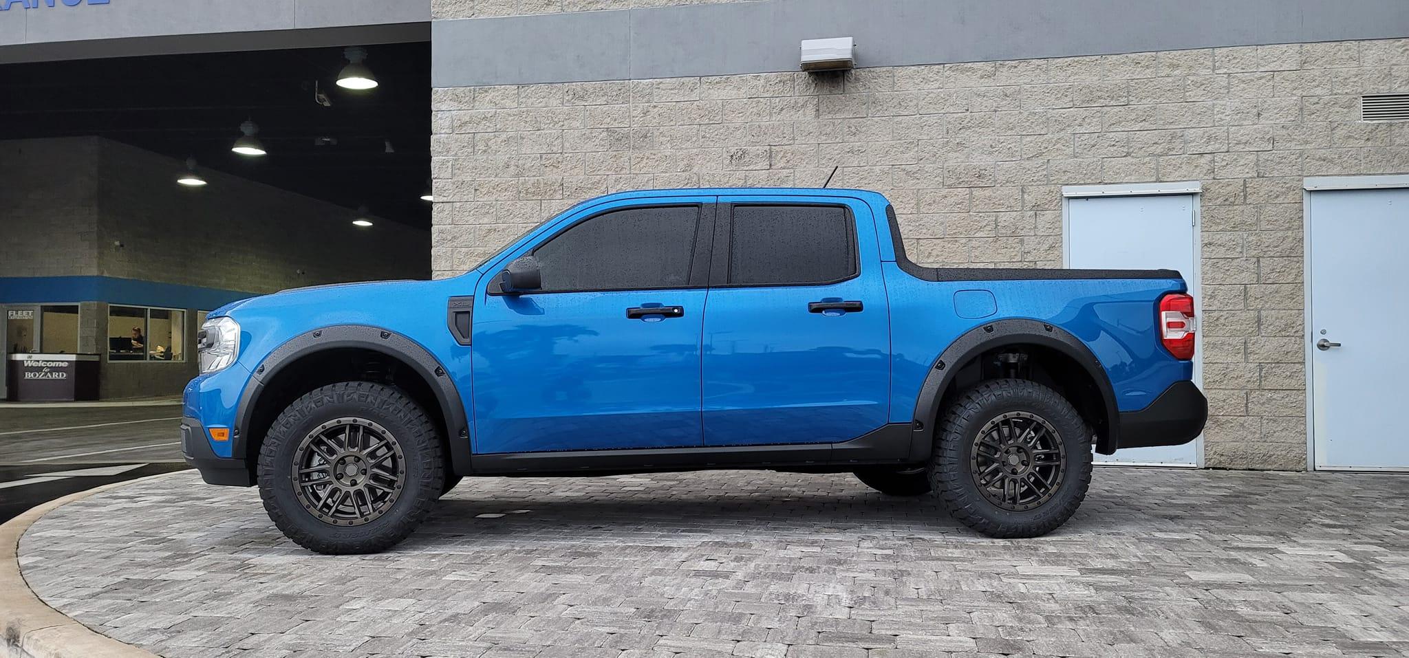 Ford Maverick VELOCITY BLUE Maverick Photos Thread Velocity Blue Maverick XL Upgraded w: Hood Scoop, Tailgate Spoiler, Fender Flares, Black Rhino