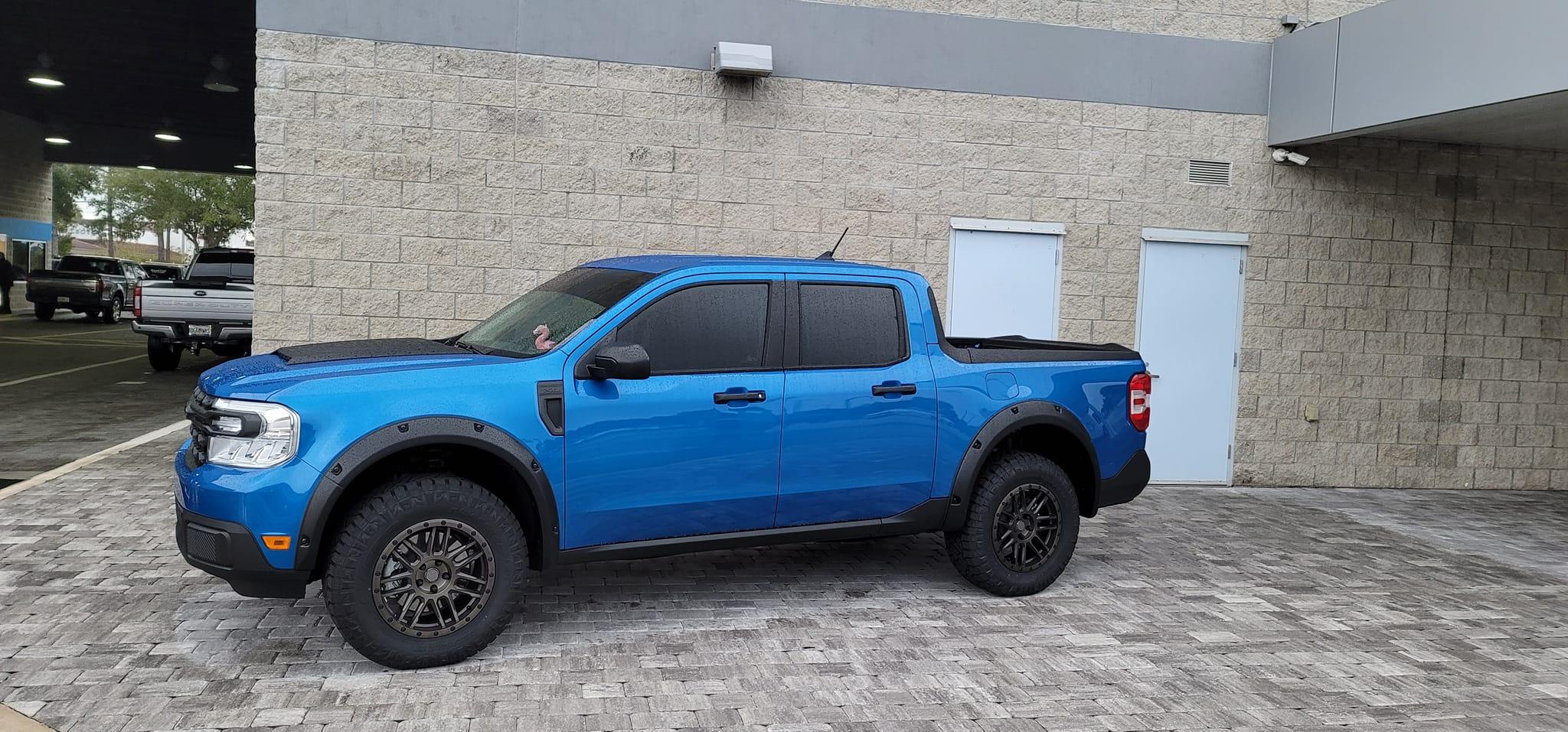Ford Maverick VELOCITY BLUE Maverick Photos Thread Velocity Blue Maverick XL Upgraded w: Hood Scoop, Tailgate Spoiler, Fender Flares, Black Rhino