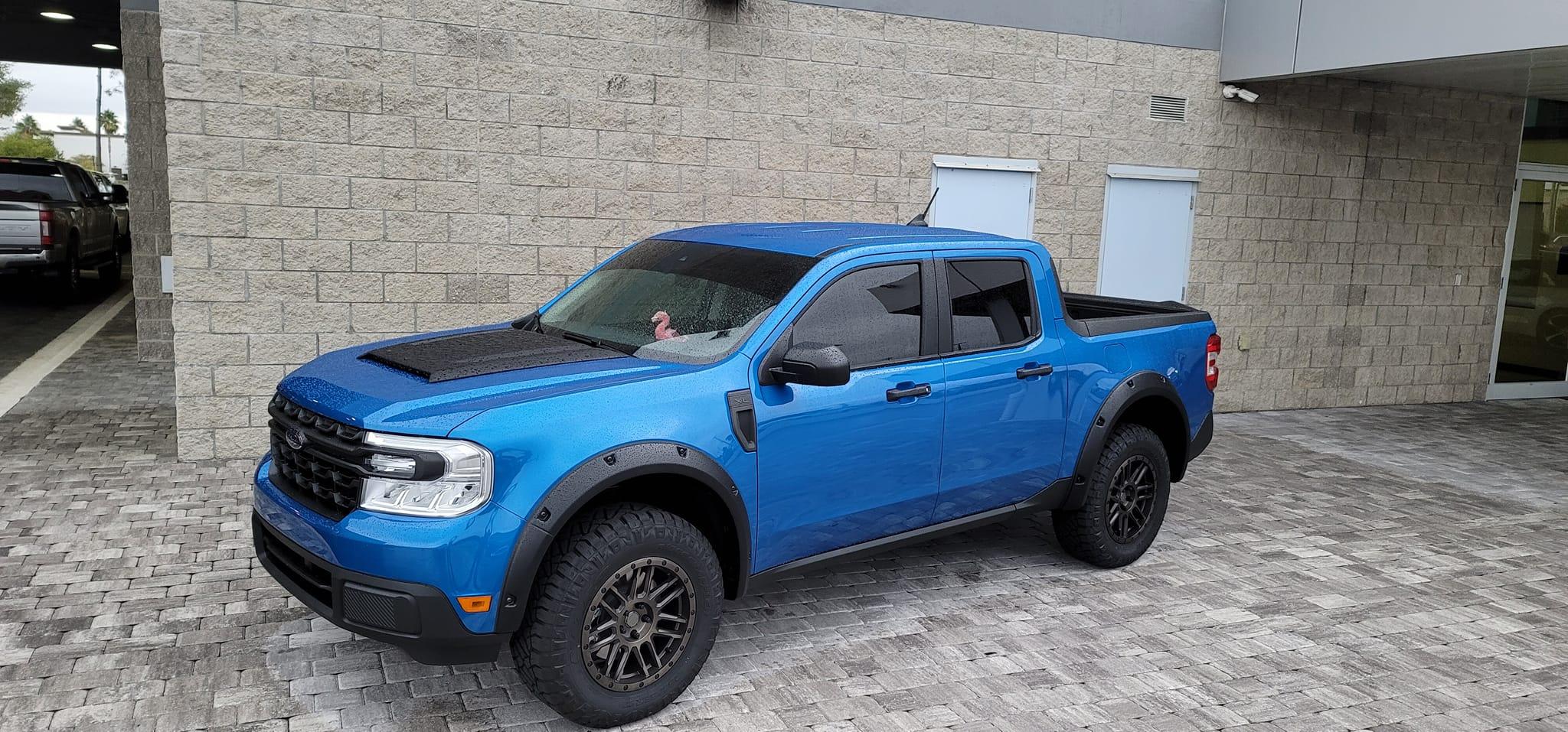 Ford Maverick VELOCITY BLUE Maverick Photos Thread Velocity Blue Maverick XL Upgraded w: Hood Scoop, Tailgate Spoiler, Fender Flares, Black Rhino
