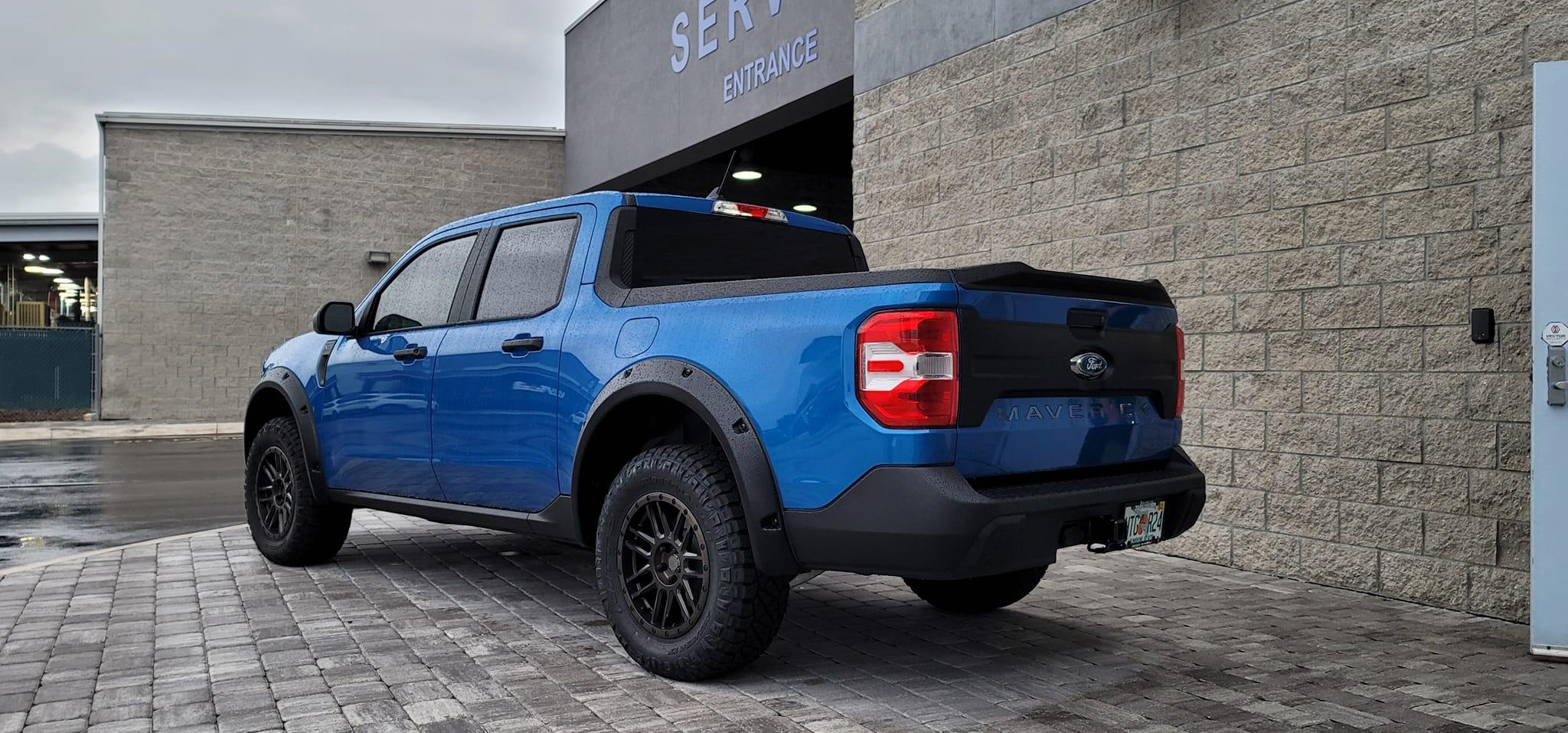 Ford Maverick VELOCITY BLUE Maverick Photos Thread Velocity Blue Maverick XL Upgraded w: Hood Scoop, Tailgate Spoiler, Fender Flares, Black Rhino