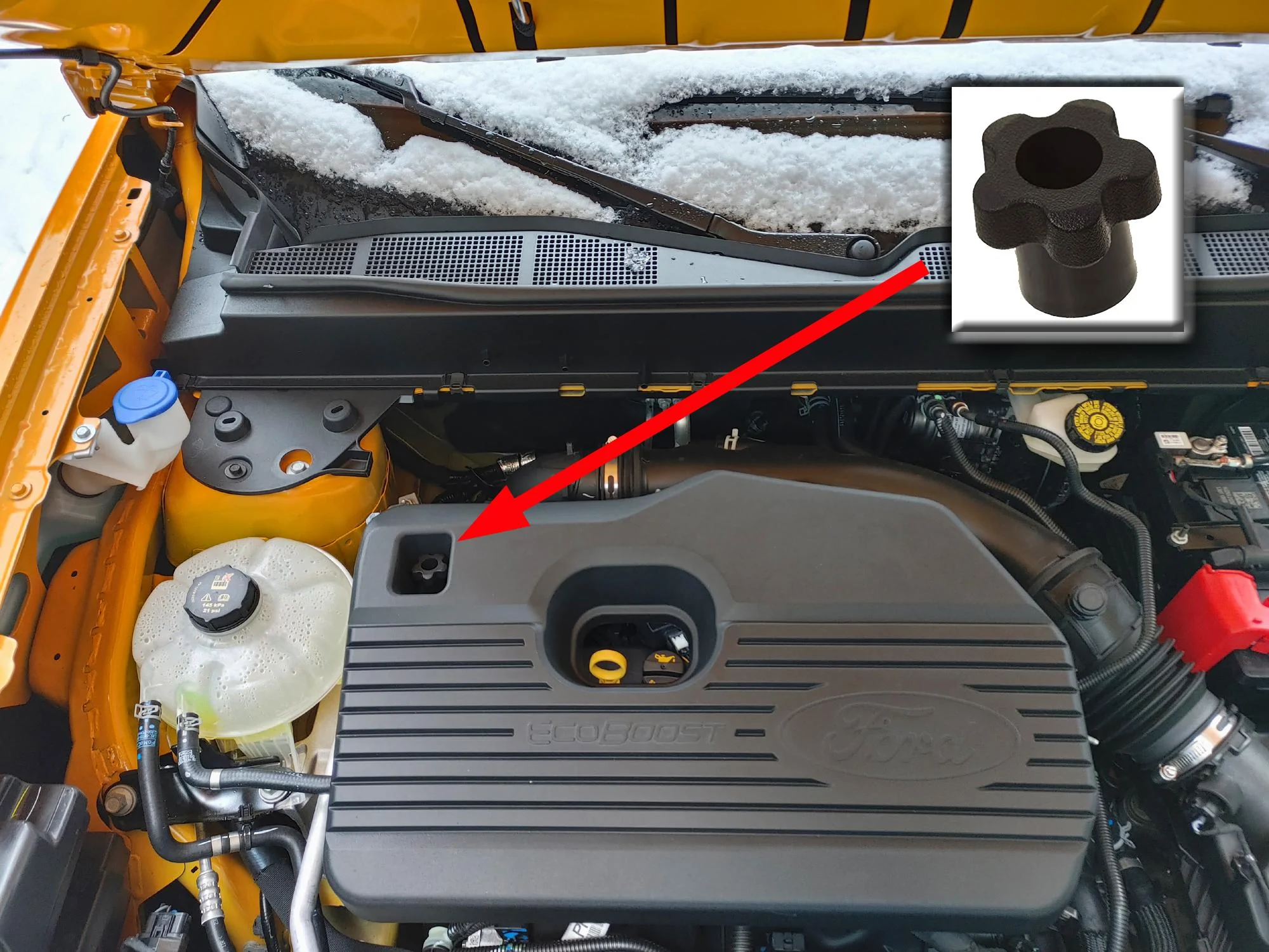 Ford Maverick Engine Cover installed in 2.0L Ecoboost Maverick engine bay (From Escape) EngineCover