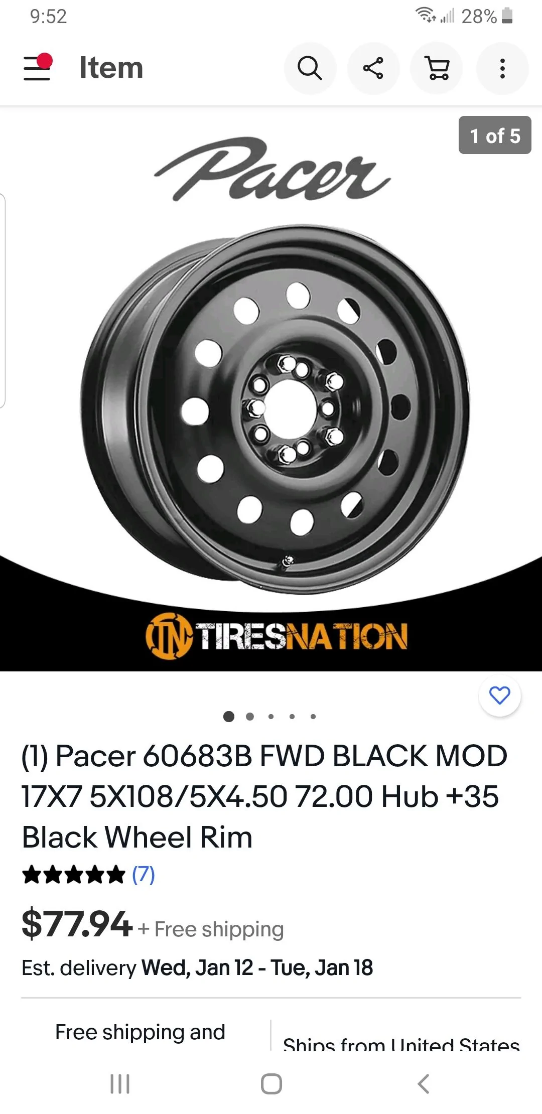 Ford Maverick "FULL" size spare not really full sized? Screenshot_20220101-215226_eBay
