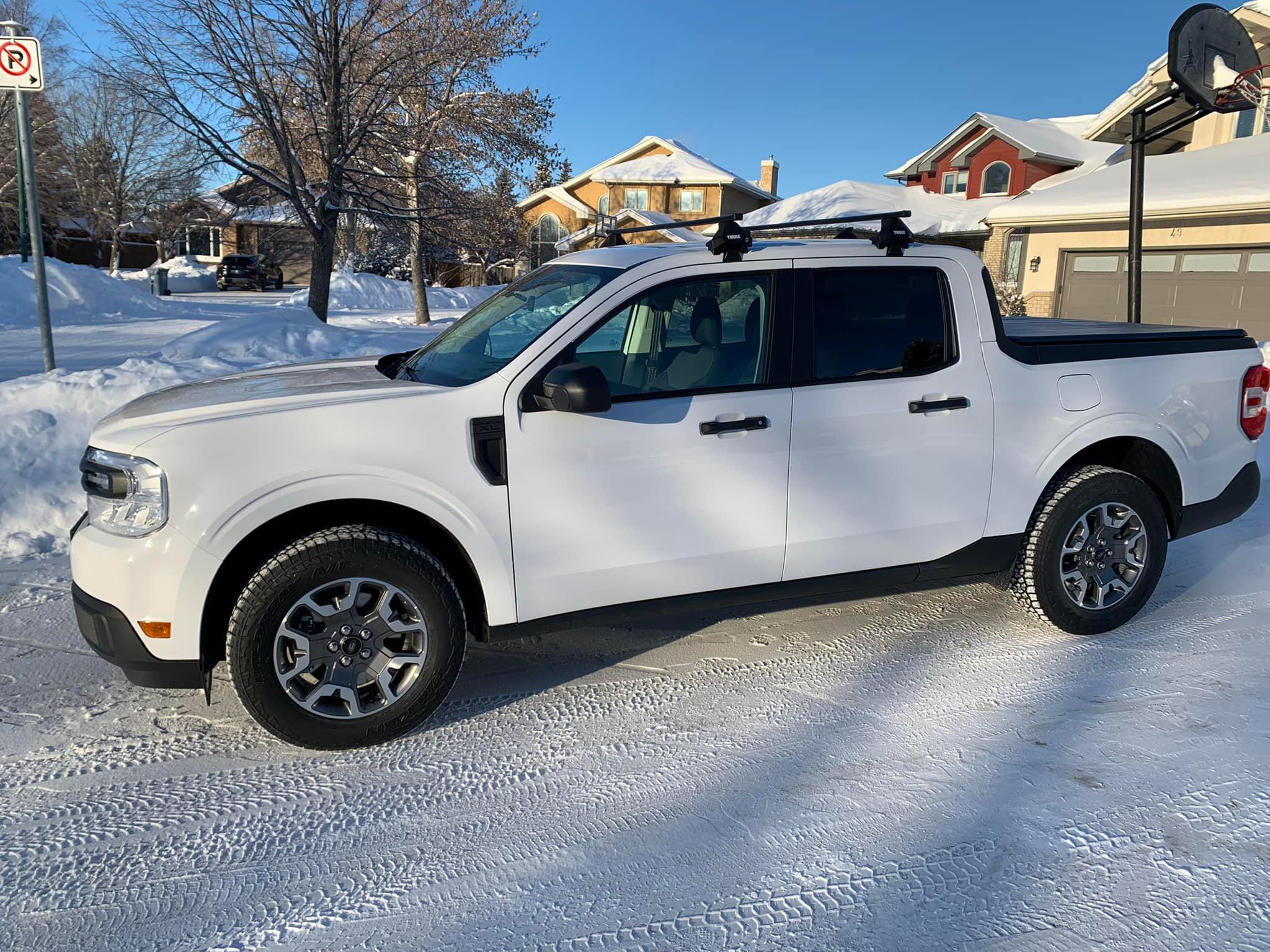 2022 Ford Mavericks With Cab Roof Racks & Cargo Carrier Box -- Yakima and Thule 1.jpg