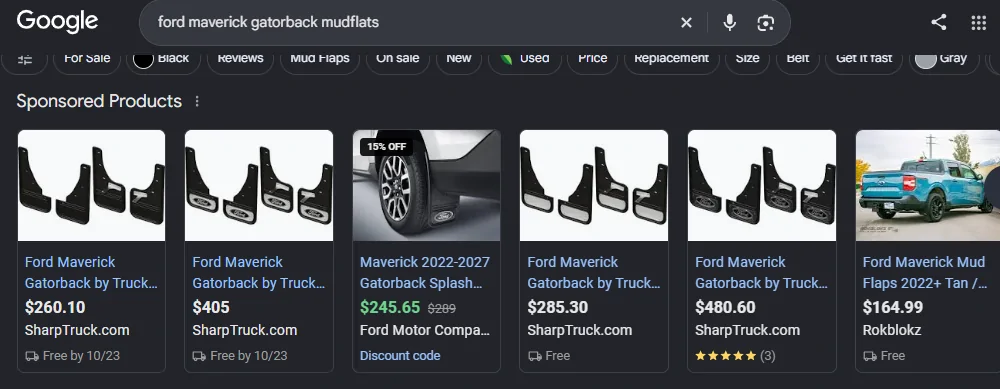 Ford Maverick Which gatorback mudflaps do you think look better? 1792008670062-co
