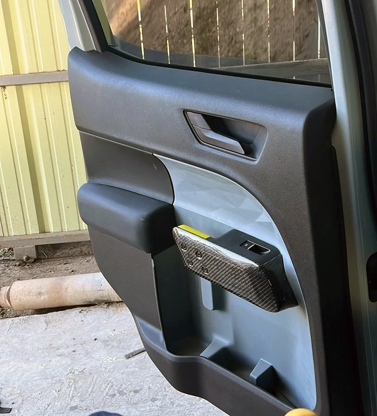 Ford Maverick Custom Door Panels (Black/Carbon/Yellow) with Painted Panel, Leather, Carbon Fiber 260943-903ed89741bbb69ed936a36e8454921