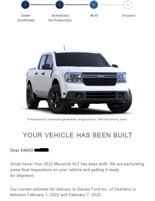 Ford Maverick Where in the build process are the modules populated? built