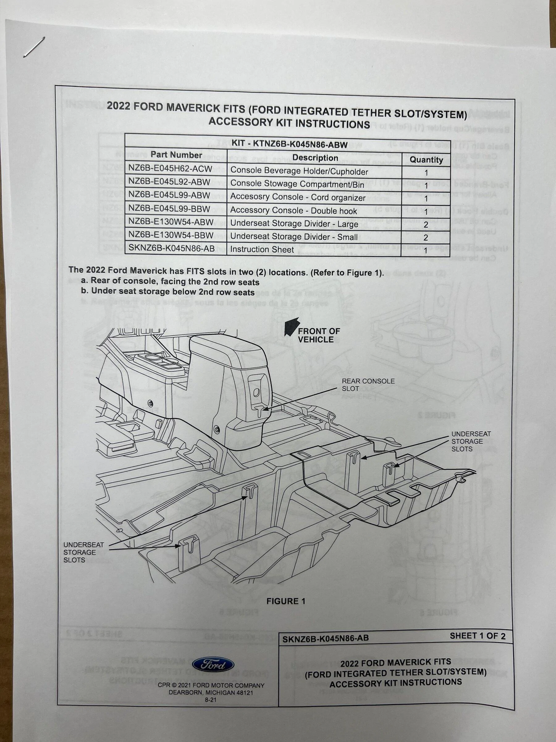 Ford Maverick Maverick “Care Package” accessories box 194760B8-2E23-4018-9D76-E26666EEE2D6
