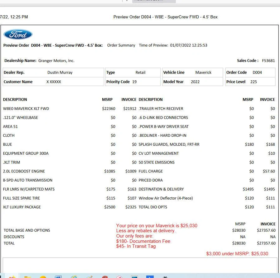 Ford Maverick $3,000 OFF - DEAL CLOSED - Fight OFF the Price Increase with Granger Ford mav2022