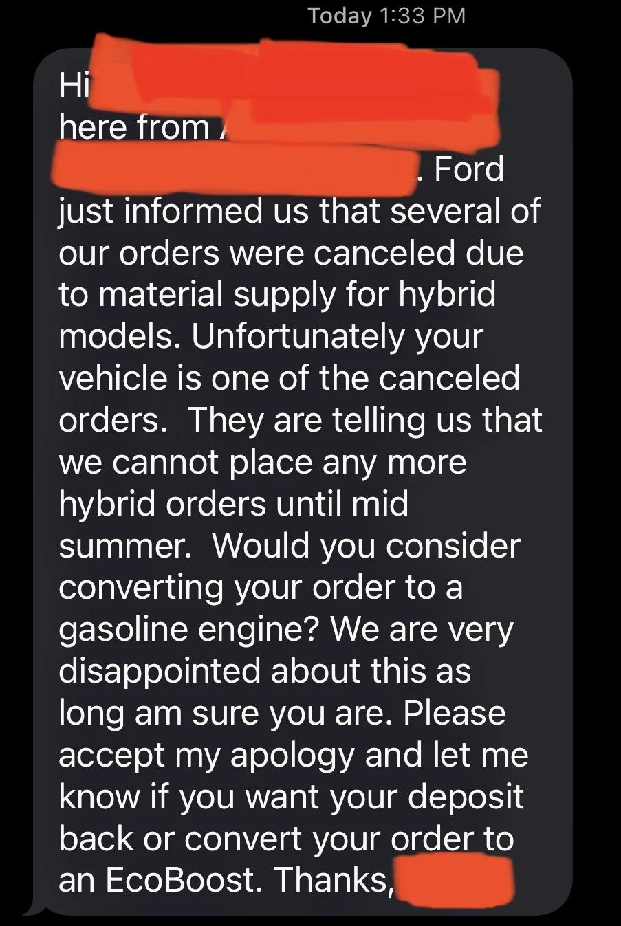 Ford Maverick Order Canceled by Ford per Dealership IMG_3826