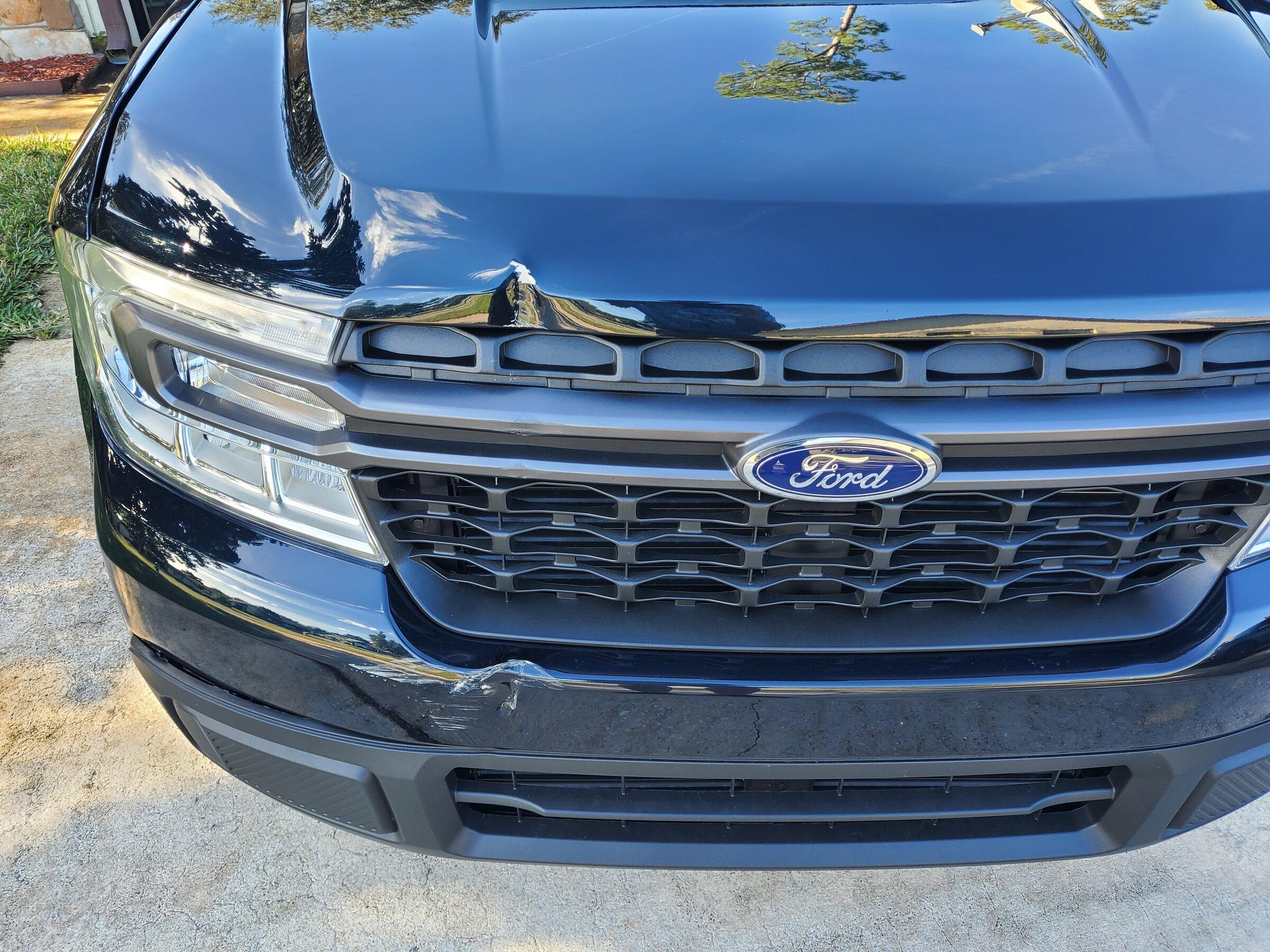 Ford Maverick Replacement body parts availability? Backed into by tractor trailer 20211217_142909