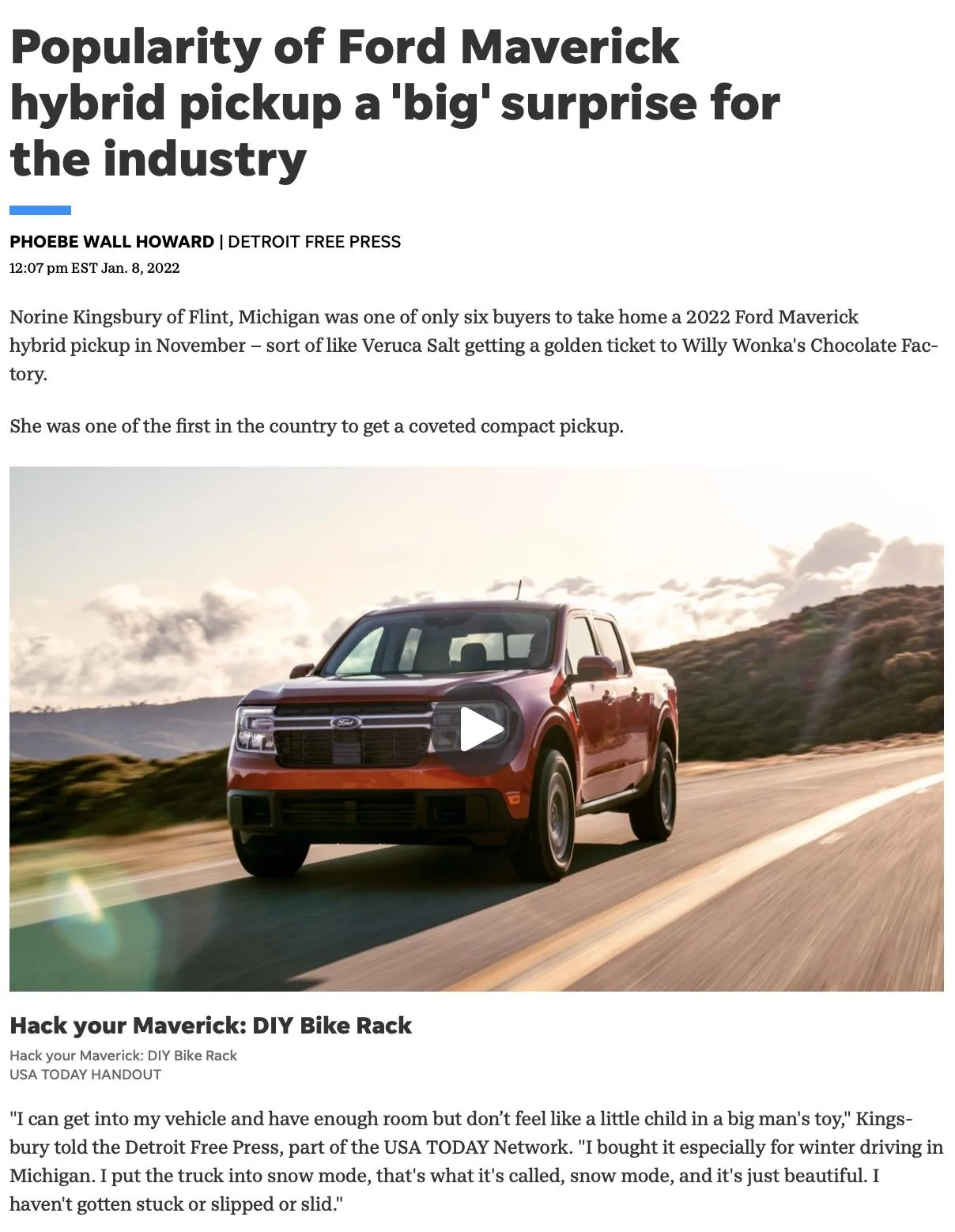 Ford Maverick Article: Popularity of Ford Maverick Hybrid pickup a 'big' surprise for the industry, even Ford Screen Shot 2022-01-09 at 11.23.47 AM