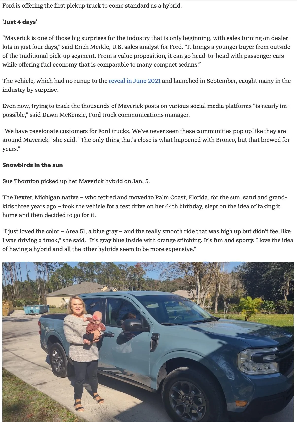 Ford Maverick Article: Popularity of Ford Maverick Hybrid pickup a 'big' surprise for the industry, even Ford Screen Shot 2022-01-09 at 11.24.47 AM