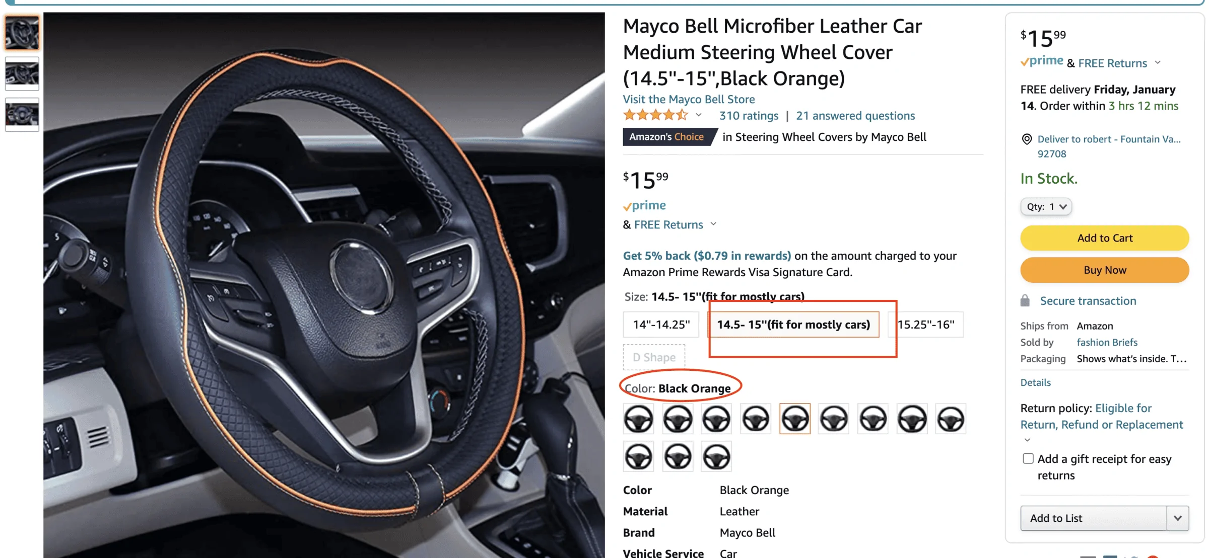 Ford Maverick Orange accented steering wheel cover for XLT interior Screen Shot 2022-01-09 at 8.47.40 PM