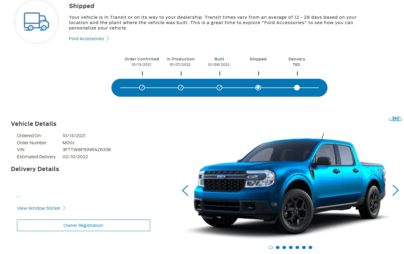 Ford Maverick January 3rd build week? 2022-01-10