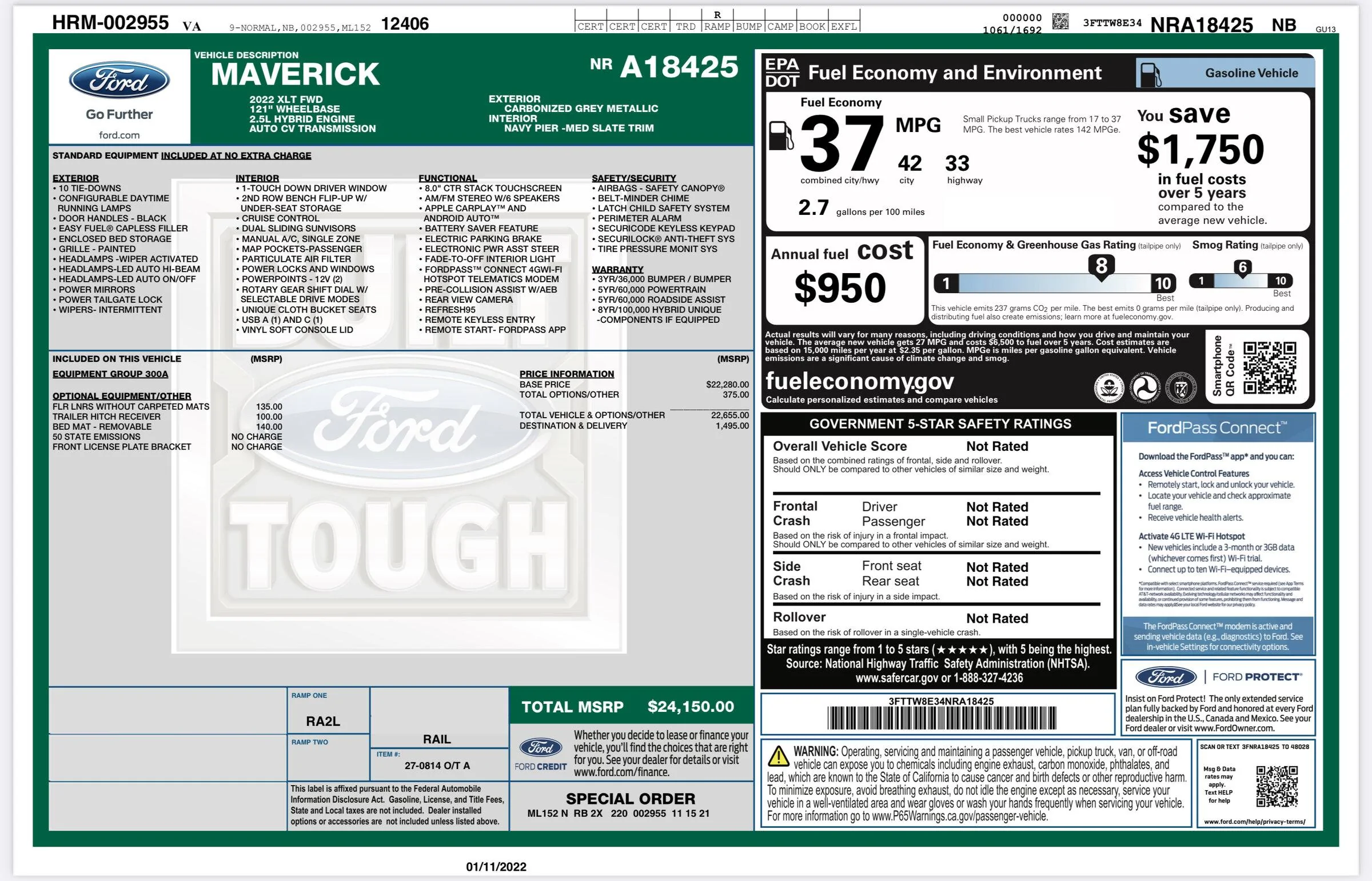 Ford Maverick Hybrid XLT on the Sheehy lot in Richmond, VA F219BE30-A016-451F-B94F-3D2853E6B435