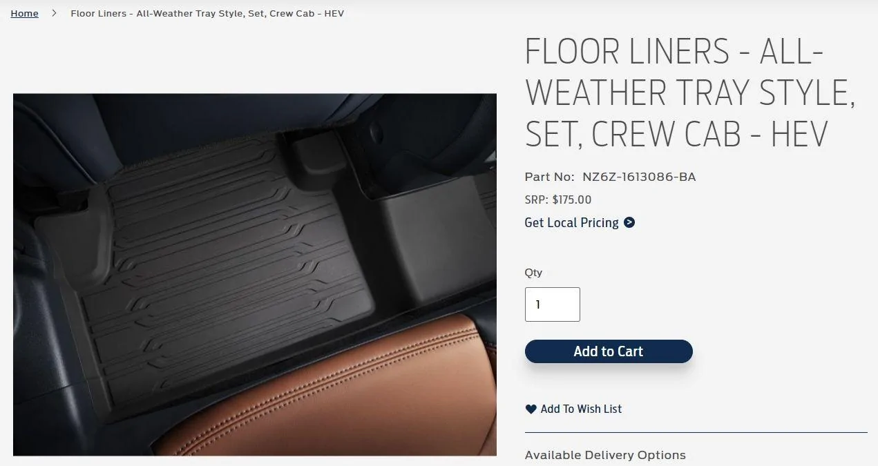 Ford Maverick Floor Mat Options for Hybrids? Rear