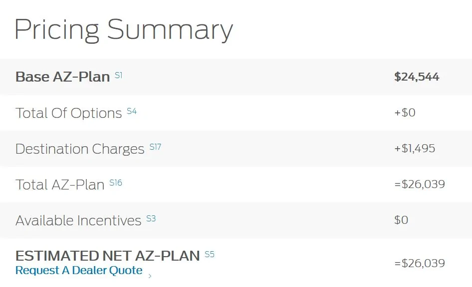 Ford Maverick AZ ford pricing? Maverick AZ plan exampl