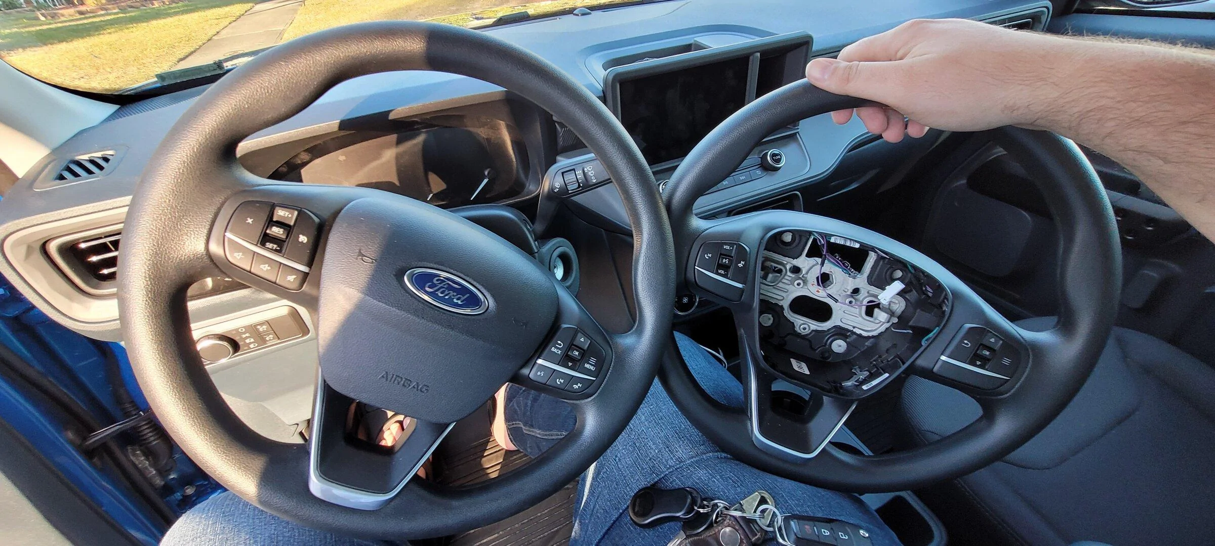 Ford Maverick Factory cruise control enabled on XL with Forscan and Escape steering wheel 20220115_164337