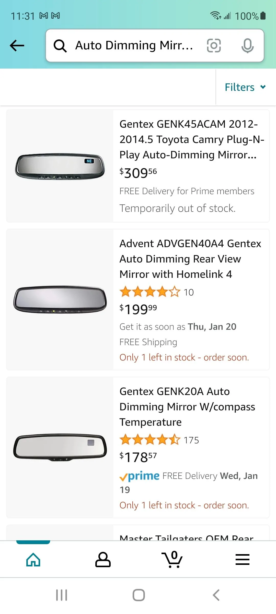 Ford Maverick Cheap auto-dimming, homelink mirror Screenshot_20220117-113135_Amazon Shopping