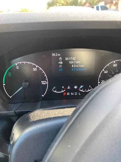 Ford Maverick 64mpg on a 9 mile city drive. (Hybrid) IMG_2127