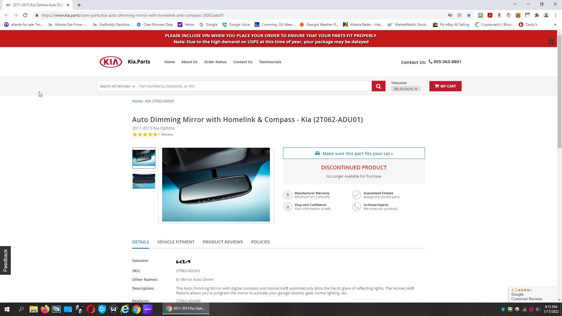 Ford Maverick Cheap auto-dimming, homelink mirror Snap1