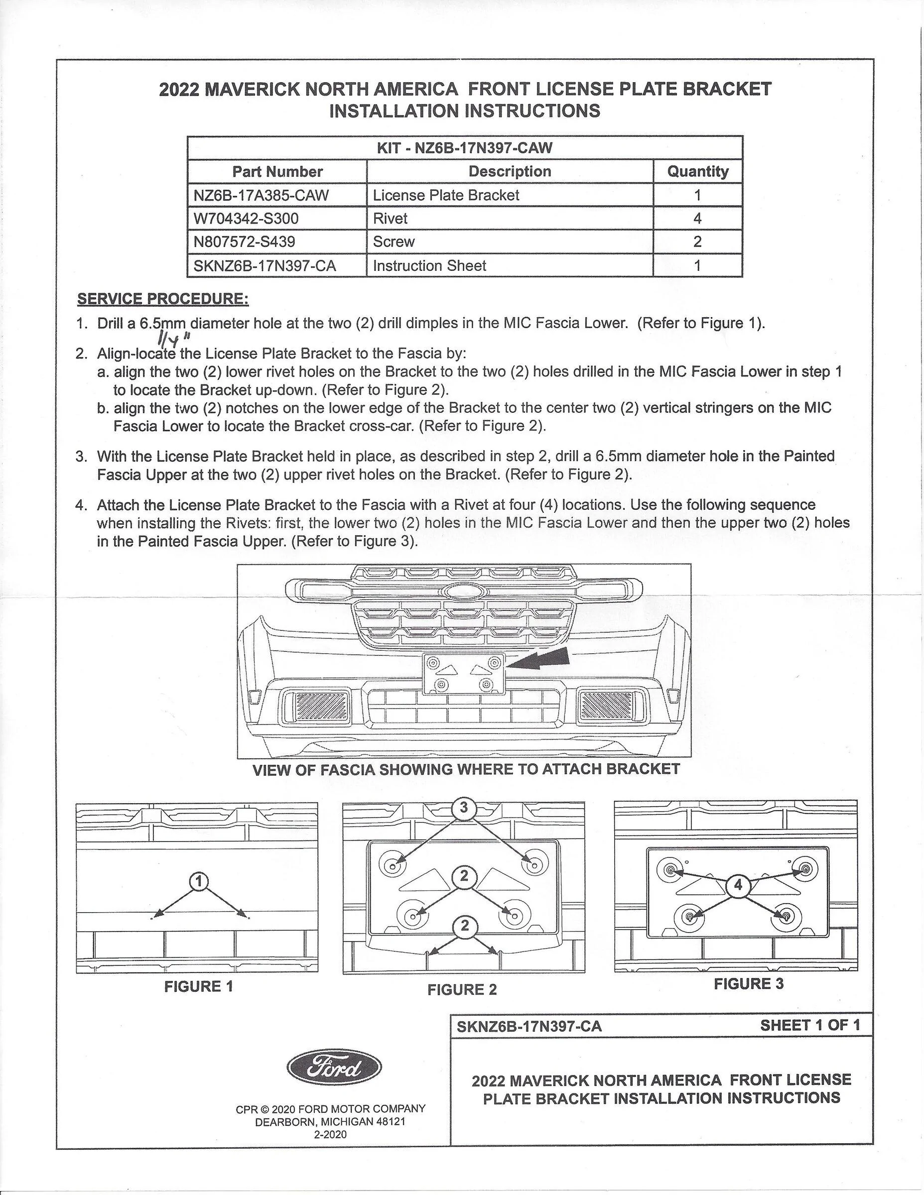 Ford Maverick Where / how are front license plate brackets mounted? 2022 Maverick - Front License Plate Installation Instructions