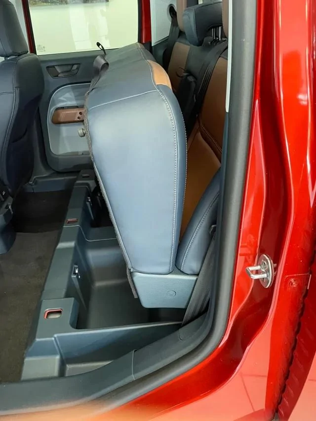 Ford Maverick HOT PEPPER RED Maverick Photos Thread 2022 Maverick Lariat Hot Pepper Red Rear Seats Storage Drawer
