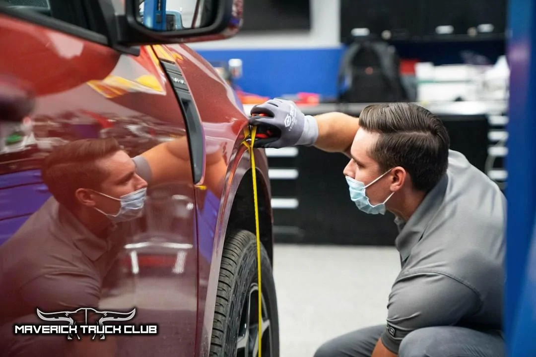 Ford Maverick Pics: 2022 Maverick Aftermarket Measuring Session at SEMA Garage 2022 Ford Maverick  Aftermarket Parts Measuring Session SEMA 2