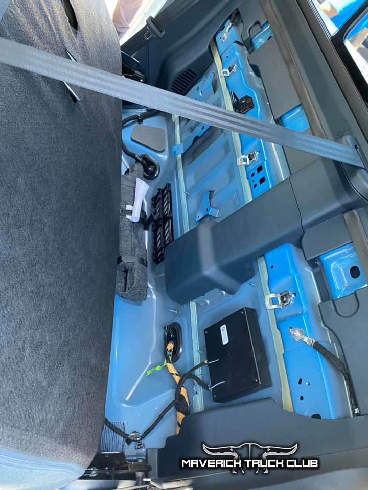 Ford Maverick Pics of Maverick vs Ranger Tremor. 5’6” height comparison & legroom. Behind seats w/ standard audio Velocity Blue XLT Maverick 3