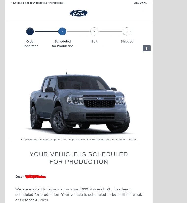 Ford Maverick 📫 8/12 Scheduling Email Received Group! Captur