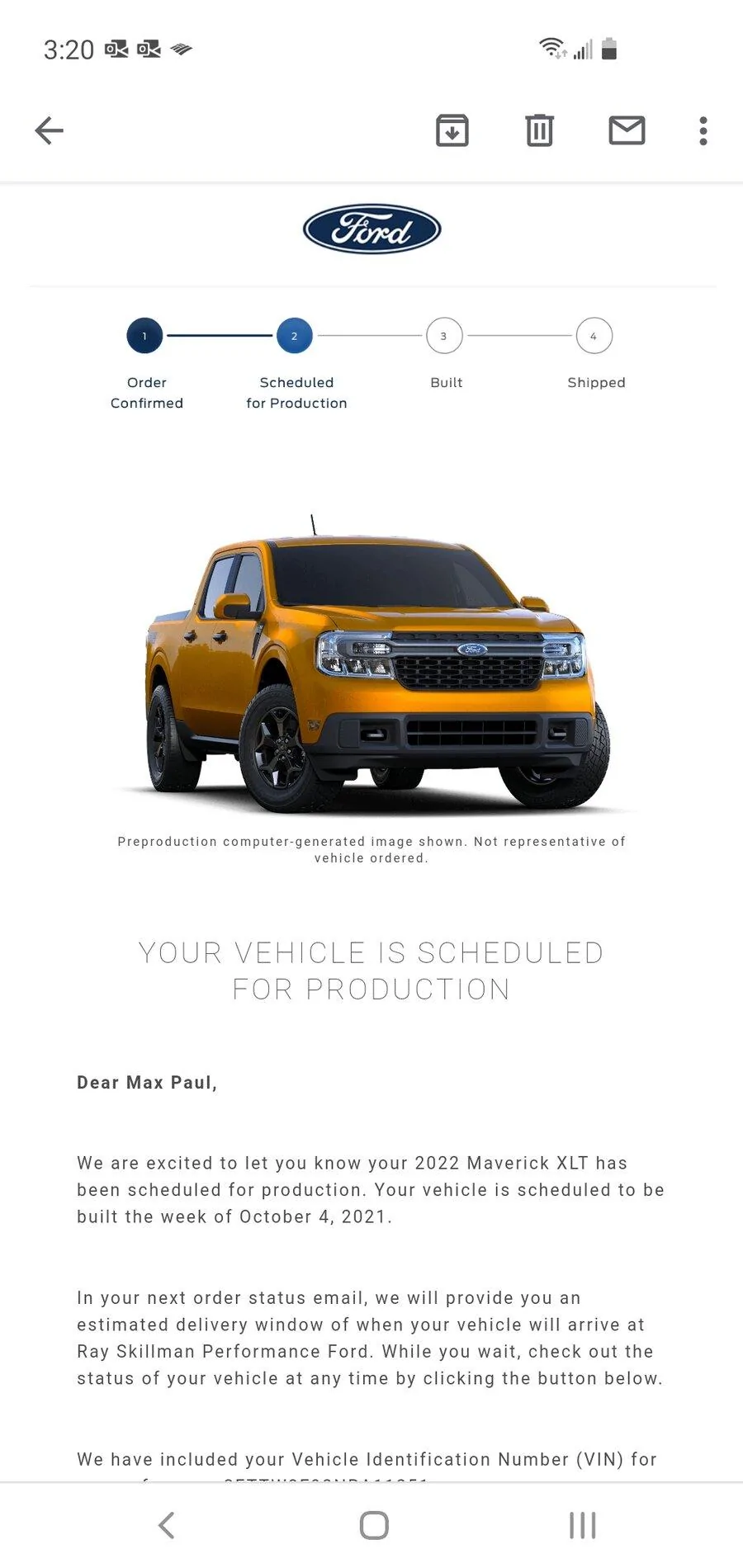 Ford Maverick 📫 8/12 Scheduling Email Received Group! Screenshot_20210812-152057_Gmail