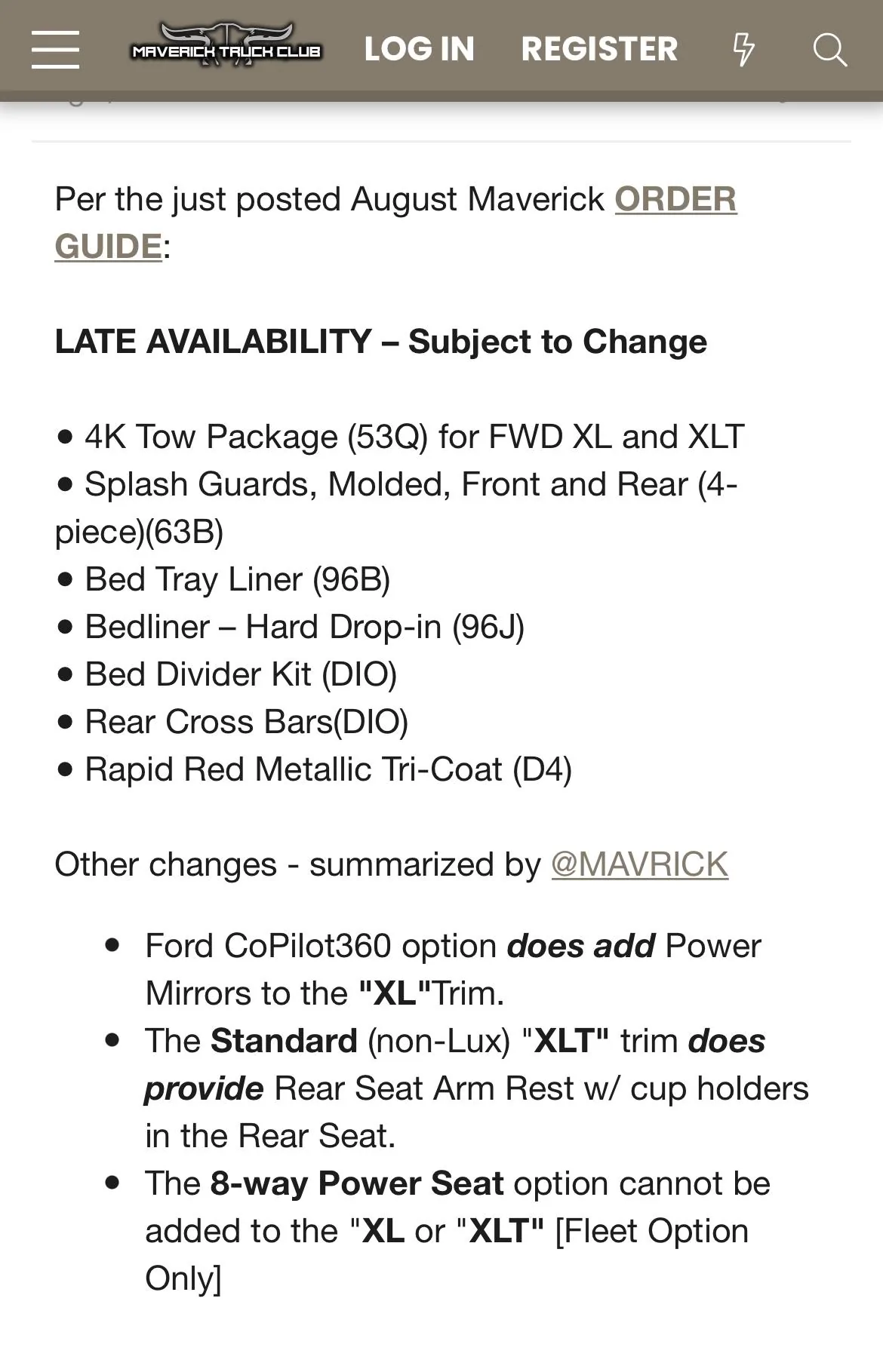 Ford Maverick [Update: No scheduling on 8/19] Maverick Scheduling for Week of 8/16 [Update: No scheduling on 8/19] AAAE38D0-0323-4E11-B9DA-9A4E7E47ABF4
