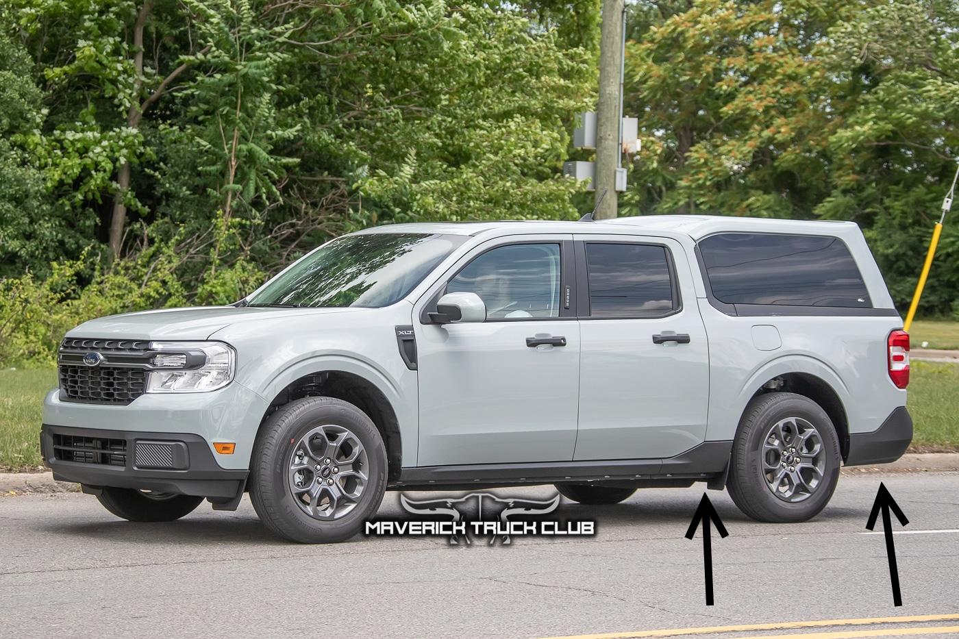 Ford Maverick 4 Pics & 3 interesting items from Maverick visit -- Active grille shutters. 33mpg from AWD 2.0L ford-maverick-spied-with-bed-cap-topper-3