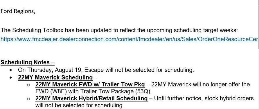 Ford Maverick 2022MY Maverick will no longer offer FWD (W8E) with Trailer Tow Package (53Q). Must add AWD for 4K Towing 2022-maverick-no-longer-offering-fwd-with-trailer-tow-packag