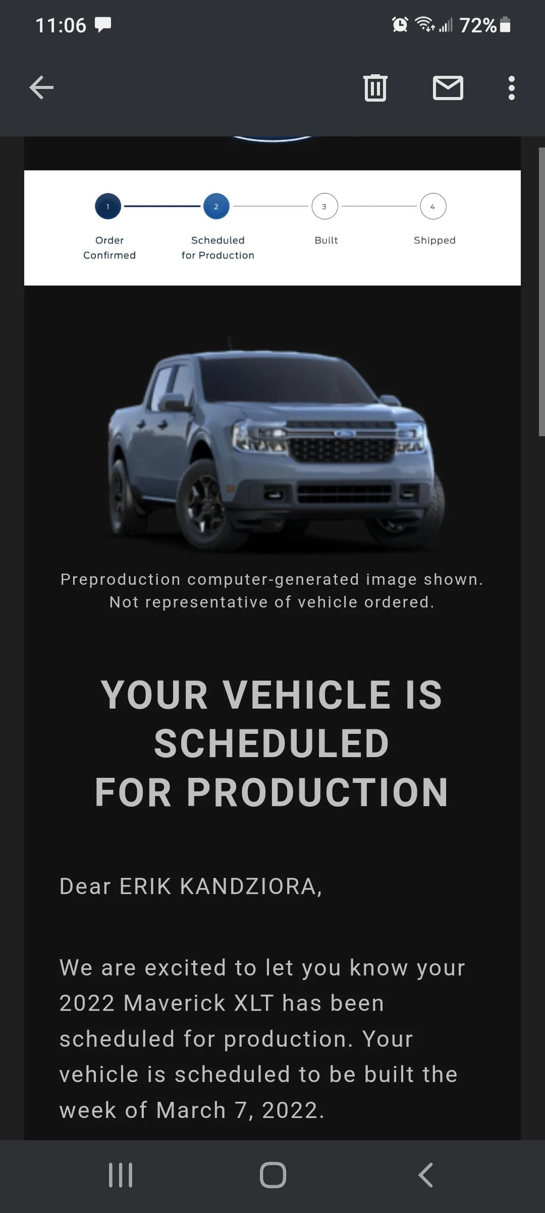Ford Maverick 📣 1/20 Scheduling Email Received Group [EMAILS ARRIVING!!] Screenshot_20220120-110642_Gmail