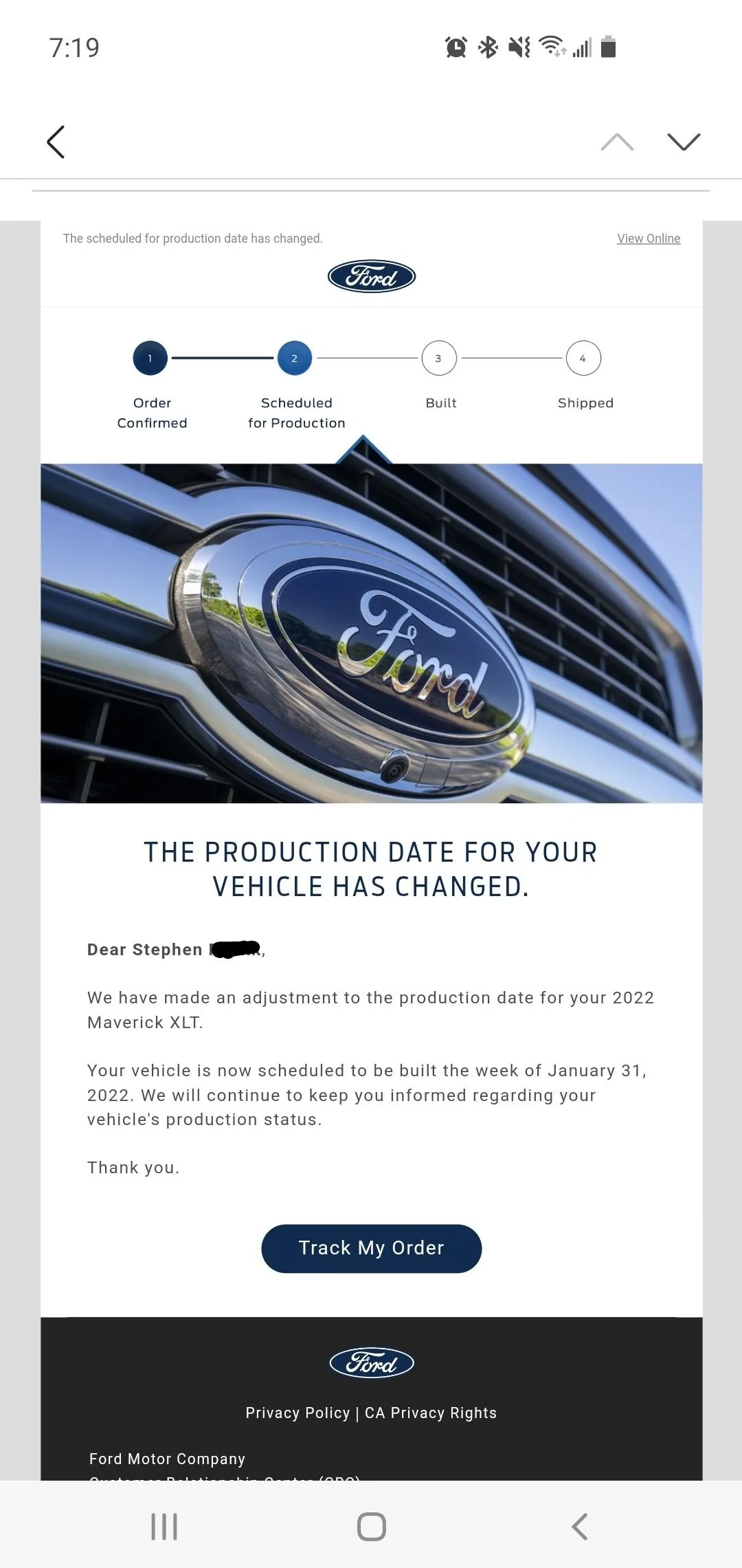 Ford Maverick 📣 1/20 Scheduling Email Received Group [EMAILS ARRIVING!!] Screenshot_20220119-191915_Email~2