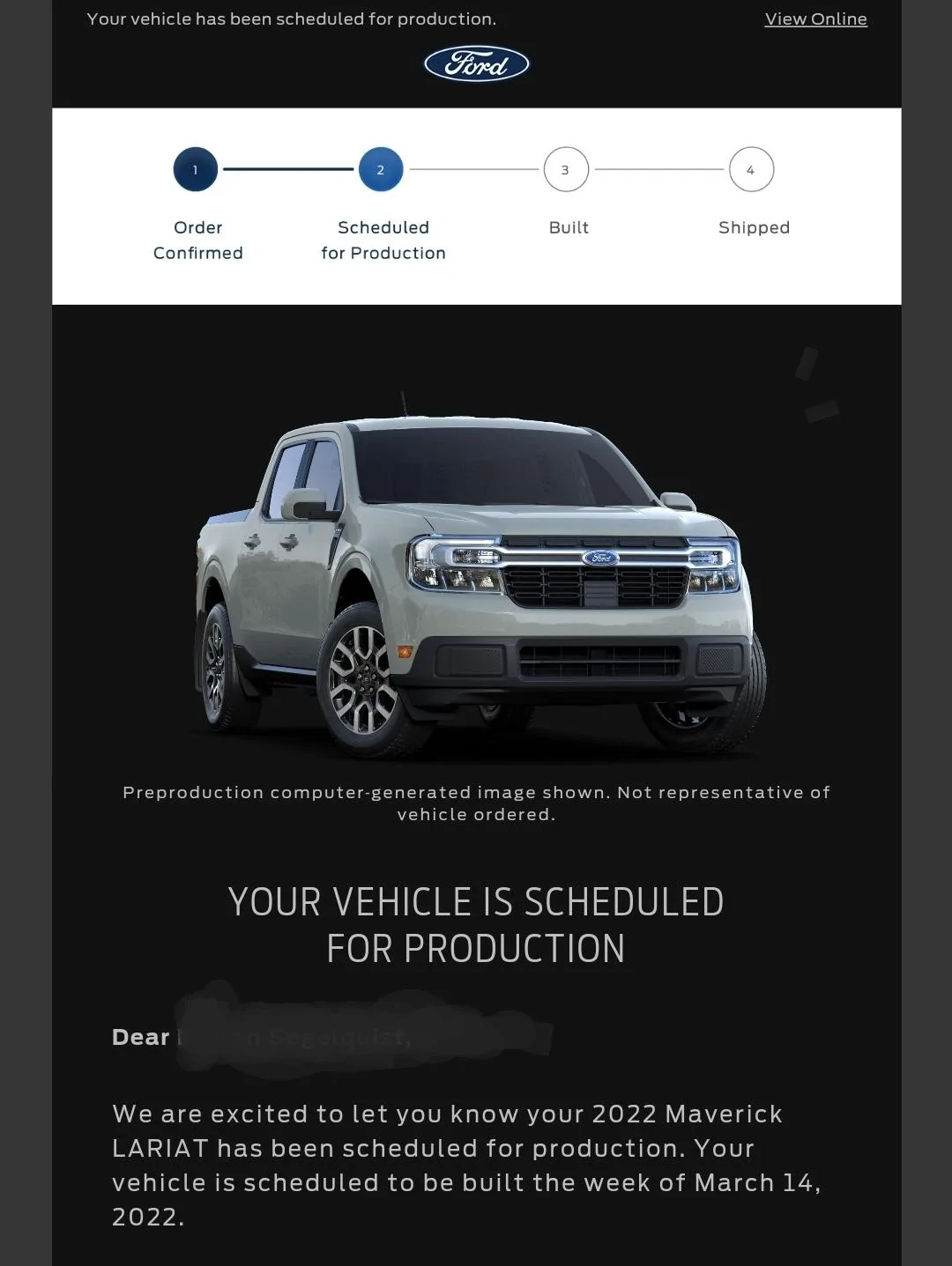 Ford Maverick 📣 1/20 Scheduling Email Received Group [EMAILS ARRIVING!!] Screenshot_20220120-121039_Email