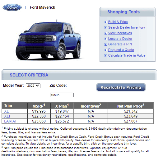 Ford Maverick X-PLAN discount ? 1642788204089