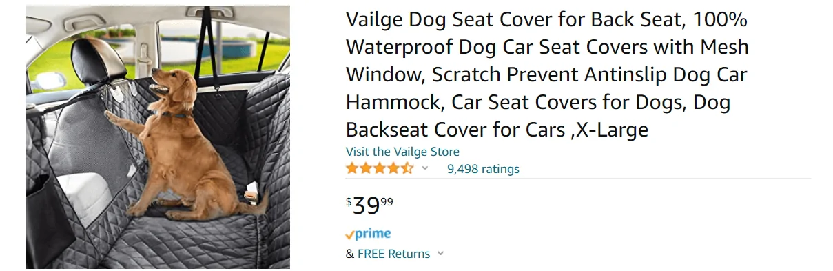 Ford Maverick Large dog hammock - rear seat 1642890630576