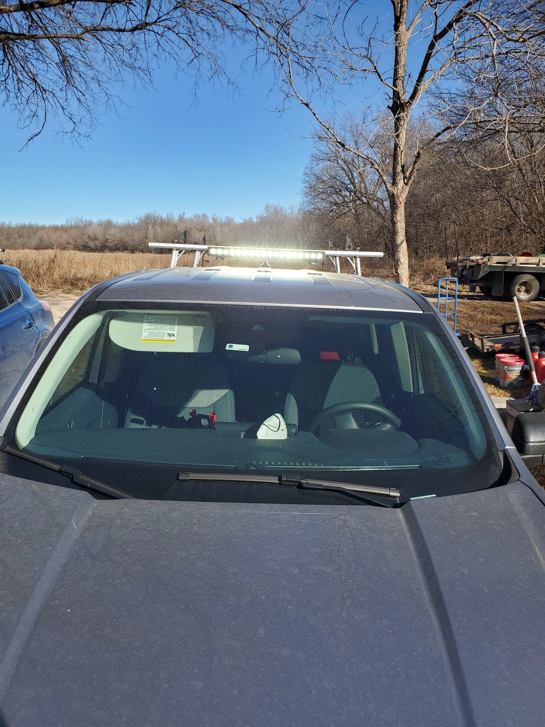 Ford Maverick Light bar install on ladder rack 20220123_103105
