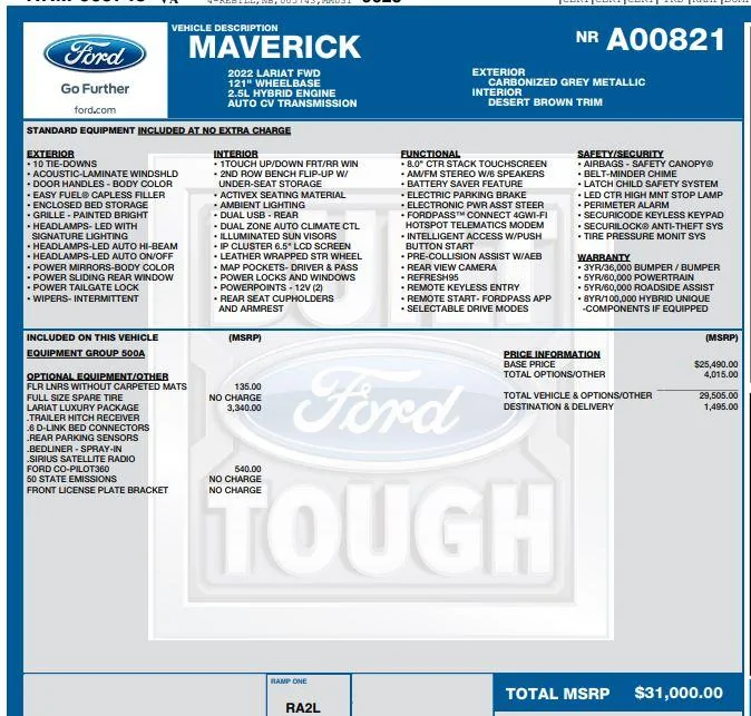 Ford Maverick Buying $6k ADM Hybrid Lariat, thoughts? My_Maverick