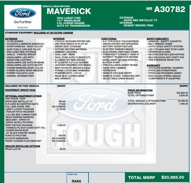 Ford Maverick Buying $6k ADM Hybrid Lariat, thoughts? Red_Lariat