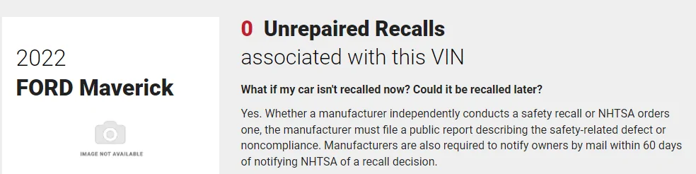 Ford Maverick Fuel Tank Recall 1643393750590