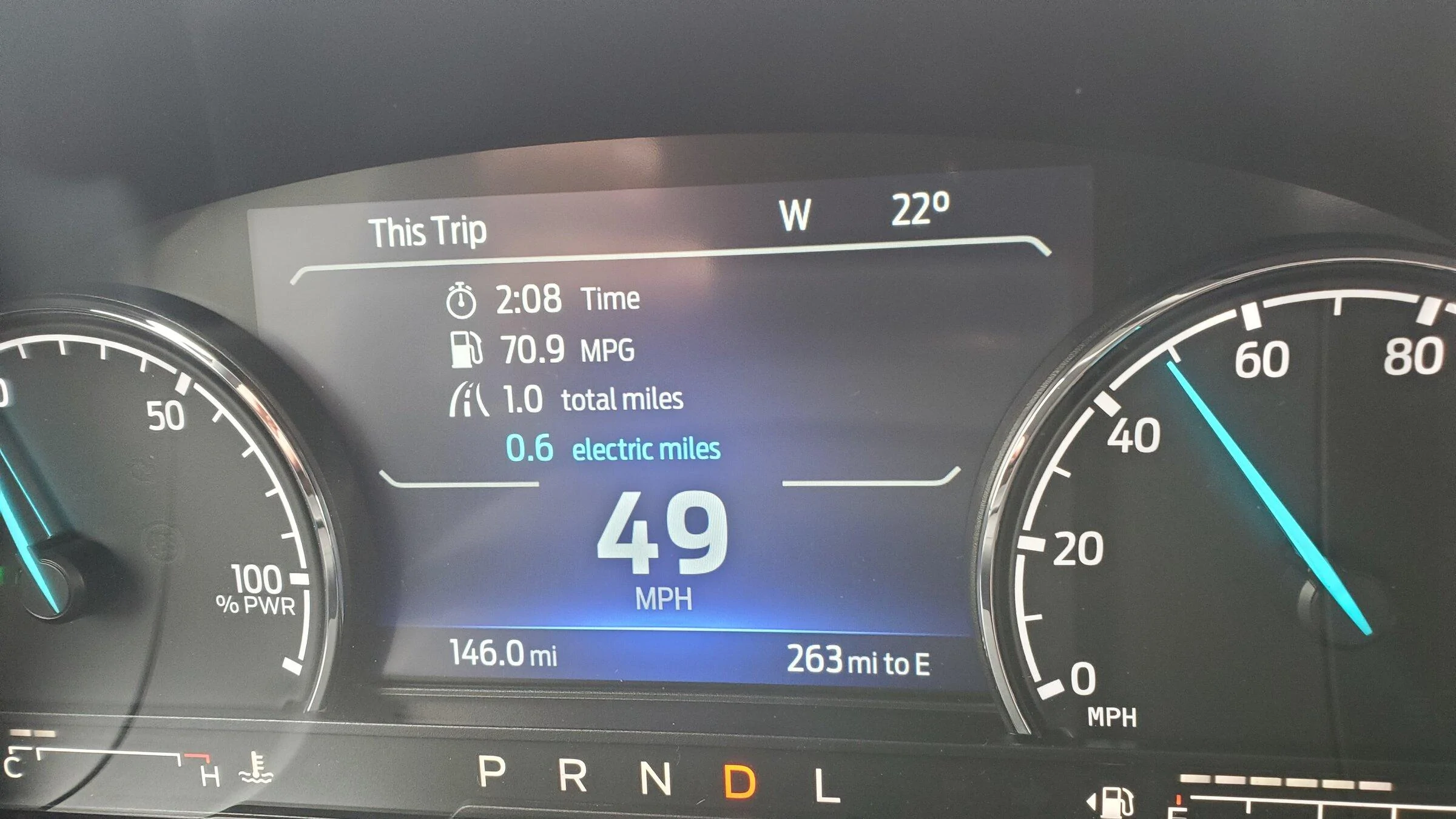 Ford Maverick 64mpg on a 9 mile city drive. (Hybrid) 20220127_115341